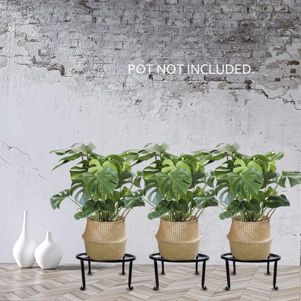 yosager 3 Pack Metal Plant Stands for Flower Pot, Heavy Duty Black Iron Potted Stand Holder, Indoor Outdoor Rustproof Metal Planter Container Round Supports Display Rack for Home & Garden Decor