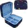 kate spade new york Travel Jewelry Case, Garden Toss | Small Square Case, Navy Blue Floral Jewelry Box Organizer for Rings, Necklaces, Earrings On-the-Go with Zipper Closure
