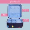 kate spade new york Travel Jewelry Case, Garden Toss | Small Square Case, Navy Blue Floral Jewelry Box Organizer for Rings, Necklaces, Earrings On-the-Go with Zipper Closure