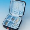 kate spade new york Travel Jewelry Case, Garden Toss | Small Square Case, Navy Blue Floral Jewelry Box Organizer for Rings, Necklaces, Earrings On-the-Go with Zipper Closure
