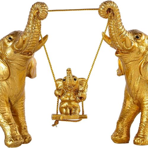 Elephant Statue For Home Decor.Gold Elephant Decor For Living Room,Office,Shelf,Table Centerpiece Decorations.Elephant Gifts for Women,Mom.Good Luck Elephant Figurines.Home Decor Living Room.(Gold)