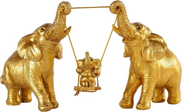 Elephant Statue For Home Decor.Gold Elephant Decor For Living Room,Office,Shelf,Table Centerpiece Decorations.Elephant Gifts for Women,Mom.Good Luck Elephant Figurines.Home Decor Living Room.(Gold)