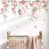 decalmile Pink Peony Flower Rose Floral Wall Decals Stickers (XL)