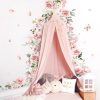 decalmile Pink Peony Flower Rose Floral Wall Decals Stickers (XL)
