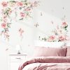 decalmile Pink Peony Flower Rose Floral Wall Decals Stickers (XL)