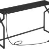 MAHANCRIS 44.9" Sofa Table, 9.4" Narrow Console Table with Charging Station