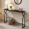 MAHANCRIS 44.9" Sofa Table, 9.4" Narrow Console Table with Charging Station