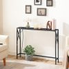 MAHANCRIS 5.9" Narrow Sofa Table with Charging Station, 39.4 Behind Couch Table with Outlet, Slim Entryway Console Table, Small Space, for Hallway, Living Room, Foyer, Black CTHB151E01
