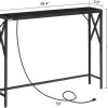 MAHANCRIS 5.9" Narrow Sofa Table with Charging Station, 39.4 Behind Couch Table with Outlet, Slim Entryway Console Table, Small Space, for Hallway, Living Room, Foyer, Black CTHB151E01