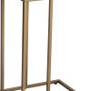 COZAYH Farmhouse C-Shaped End Table, Wood & Metal, Black