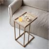 COZAYH Farmhouse C-Shaped End Table, Wood & Metal, Black