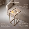 COZAYH Farmhouse C-Shaped End Table, Wood & Metal, Black