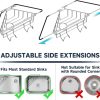 WF5289MAX_2 NiHome Sponge Holder for Kitchen Sink, Adjustable Corner Caddy, Silver | Rustproof 304 Stainless Steel Storage with Extendable Arms and Open Drainage for Rapid Drying of Brushes and Soap Bars