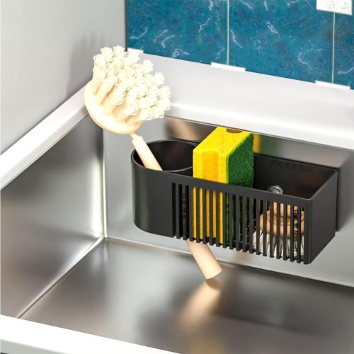 WF5292MAX_1 2-in-1 Dish Wand Holder & Sponge Holder for Kitchen Sink Hanging,With Adhesive,Rust Proof Scrub Brush,Scrubber,Dish Sponge,Spinge Holder,In Sink Organizer & Basket Accessories & Essentials,Plastic