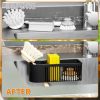 2-in-1 Dish Wand Holder & Sponge Holder for Kitchen Sink Hanging,With Adhesive,Rust Proof Scrub Brush,Scrubber,Dish Sponge,Spinge Holder,In Sink Organizer & Basket Accessories & Essentials,Plastic