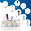 WF5301MAX_2 Marble Bathroom Countertop Organizer - Silicone Bathroom Vanity Countertop Organizer - Tooth Brush Organizer With 2PCS Qtip Holder Dispenser - Toothpaste Holder Drainage - Bathroom Essentials