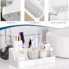 WF5301MAX_3 Marble Bathroom Countertop Organizer - Silicone Bathroom Vanity Countertop Organizer - Tooth Brush Organizer With 2PCS Qtip Holder Dispenser - Toothpaste Holder Drainage - Bathroom Essentials