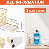 WF5320MAX_2 Toothbrush Holder, Luxurious Metal Toothbrush Toothpaste Holder with Marble Base for Bathroom, Multi-Slots Openwork Design, Bathroom Accessory for Storage and Organizer (Large, Gold)