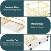 WF5320MAX_4 Toothbrush Holder, Luxurious Metal Toothbrush Toothpaste Holder with Marble Base for Bathroom, Multi-Slots Openwork Design, Bathroom Accessory for Storage and Organizer (Large, Gold)
