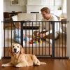 Babelio Extra Wide Baby/Dog Gate PressGuard P7, 29-55" Auto Close for The House and Doorway, Safety Pressure Mounted Pet Door, NO Need Tools and Drilling, Black