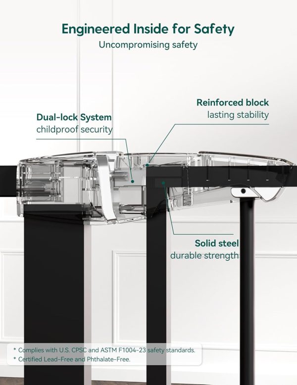 Babelio Extra Wide Baby/Dog Gate PressGuard P7, 29-55" Auto Close for The House and Doorway, Safety Pressure Mounted Pet Door, NO Need Tools and Drilling, Black