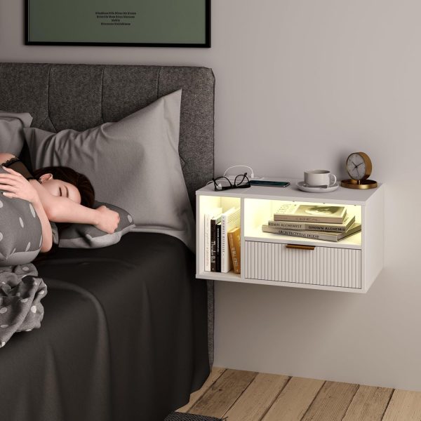 WF5584MAX_3 Veegle White Floating Nightstand with Charging Station and LED Lights,White