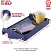 Modern Innovations Bedside Shelf for Bed, College Dorm Room, Bunk Bed Shelf for Top Bunk, Clip On Nightstand Tray with Cord and Cup Holder, Bunkbed Caddy for Table Storage (Navy)