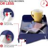 Modern Innovations Bedside Shelf for Bed, College Dorm Room, Bunk Bed Shelf for Top Bunk, Clip On Nightstand Tray with Cord and Cup Holder, Bunkbed Caddy for Table Storage (Navy)