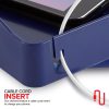 Modern Innovations Bedside Shelf for Bed, College Dorm Room, Bunk Bed Shelf for Top Bunk, Clip On Nightstand Tray with Cord and Cup Holder, Bunkbed Caddy for Table Storage (Navy)
