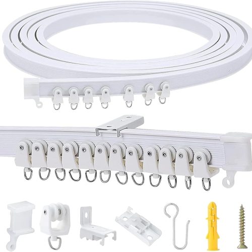 3 Meters (9.8FT) Flexible Bendable Ceiling Curtain Track for Room Divider,Window Treatment,Bay,Shower,Trailer Motorhome,Hospital Curtain Track System-Easy Installation(White)