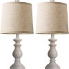 WF5683MAX_2 PARTPHONER Traditional Table Lamp Set of 2, Rustic Farmhouse Table Lamps for Living Room Bedroom, 22" Bedside Desk Lamps Vintage Nightstand Lamps with Linen Shades, Antique Grey