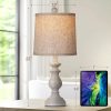 WF5683MAX_3 PARTPHONER Traditional Table Lamp Set of 2, Rustic Farmhouse Table Lamps for Living Room Bedroom, 22" Bedside Desk Lamps Vintage Nightstand Lamps with Linen Shades, Antique Grey