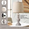 WF5683MAX_4 PARTPHONER Traditional Table Lamp Set of 2, Rustic Farmhouse Table Lamps for Living Room Bedroom, 22" Bedside Desk Lamps Vintage Nightstand Lamps with Linen Shades, Antique Grey