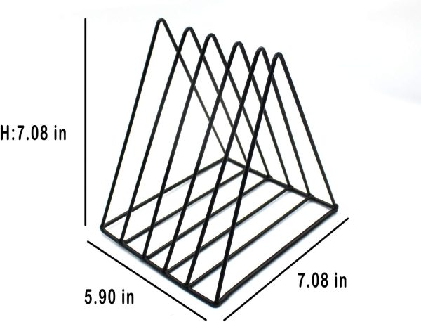 WF5822MAX_2 QPEY 5-Slot Black Metal Triangle File Holder, 1pc for Office | Triangle Vinyl Record Stand Magazine Newspaper Holder Photography Props for Home