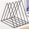 WF5822MAX_3 QPEY 5-Slot Black Metal Triangle File Holder, 1pc for Office | Triangle Vinyl Record Stand Magazine Newspaper Holder Photography Props for Home