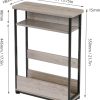 Narrow Side Table,3-Tier Slim End Table with Storage Shelf,Modern Sofa Table Thin Side Table for Narrow and Small Spaces, Skinny Bedside Table Small Nightstand with Magazine Rack Space Saving/Oak