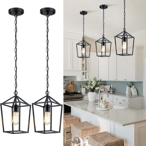 WF5935MAX_1 Sheetea 2 Pack Pendant Lights Kitchen Island, Modern Black Light Fixtures