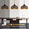 WF5945MAX_2 ELYONA Modern Bauhaus Pendant Light Walnut Wooden Pattern Dome Pendant Light Fixture Matte Black Metal Gold Inner Adjustable Hanging Lighting for Kitchen Island Dining Room Office Hallway Bedroom