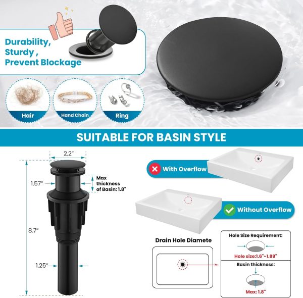 gotonovo Vintage Bathroom Vessel Sink Faucet, Matte Black, with Drain | Tall Bathroom Faucet 1 Hole Single Handle, 360° Swivel Spout, cUPC Water Lines, Lead-Free, for Farmhouse Vanity Washbasin RV