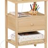 WF6380MAX_1 Lerliuo Nightstand with Charging Station, 3 Tier Storage End Table | USB Ports, Durable All Wooden Night Stand for Small, Drawer and Shelf, Durable Bedside Table for Living Room, Bedroom