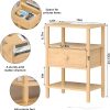 WF6380MAX_3 Lerliuo Nightstand with Charging Station, 3 Tier Storage End Table | USB Ports, Durable All Wooden Night Stand for Small, Drawer and Shelf, Durable Bedside Table for Living Room, Bedroom