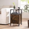 Yoobure Farmhouse Nightstand with Charging Station, Night Stand Barn Door