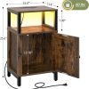Yoobure Farmhouse Nightstand with Charging Station, Night Stand Barn Door