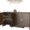 60" Sideboard Buffet Cabinet with Adjustable Shelves Storage,Walnut | Curved Design Sideboard with 4 Doors & 4-Tier Shelving Meets Various Needs,Mid Century Modern,for Living Room,Kitchen,Hallway