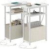 sthmec Narrow Side Table with Charging Station Set of 2, Small End Table for Small Spaces, Skinny Nightstands Set 2 with Storage Basket, 3 Tier Sofa Bedside Tables for Living Room,Bedroom, White