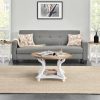 Wnutrees Farmhouse Round Coffee Table, Wood Tray Top with Storage Shelf