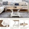 Wnutrees Farmhouse Round Coffee Table, Wood Tray Top with Storage Shelf
