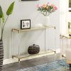 Convenience Concepts Royal Crest Acrylic Glass Console Table 44.25" - Modern 2-Tier Tempered Glass Hall Table with Storage Shelf, Gold Chrome Frame with Acrylic Legs for Entryway, Hallway, Glass, Gold