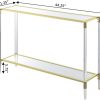 Convenience Concepts Royal Crest Acrylic Glass Console Table 44.25" - Modern 2-Tier Tempered Glass Hall Table with Storage Shelf, Gold Chrome Frame with Acrylic Legs for Entryway, Hallway, Glass, Gold