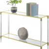 Convenience Concepts Royal Crest Acrylic Glass Console Table 44.25" - Modern 2-Tier Tempered Glass Hall Table with Storage Shelf, Gold Chrome Frame with Acrylic Legs for Entryway, Hallway, Glass, Gold